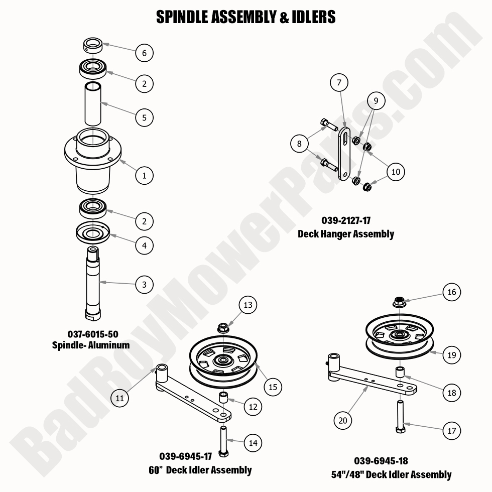 2020 Maverick - Spindle Assembly & Idlers